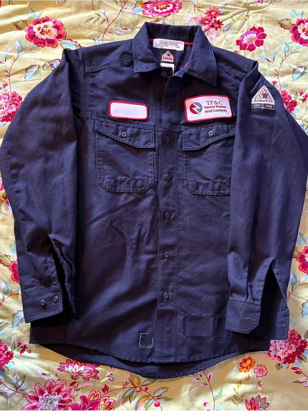 Bulwark FR flame resistant Cat 2 IQ series navy long sleeve button up M 32x23 LN